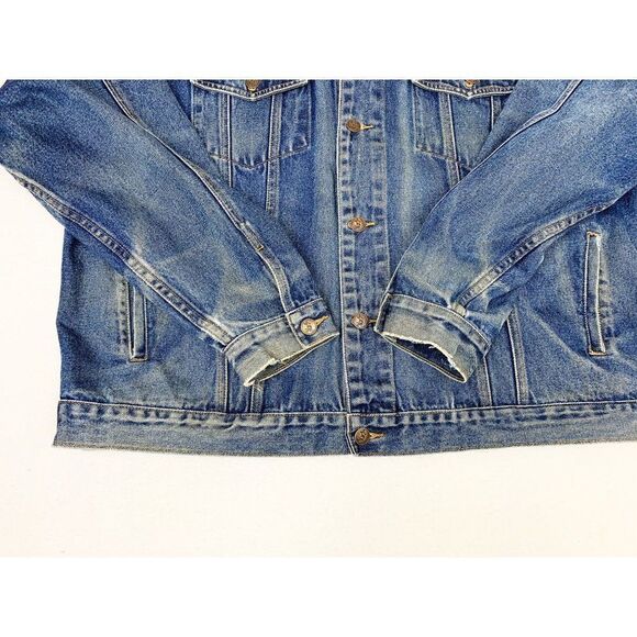 Vintage Mickey Inc Jean Denim Jacket XL Blue Disney American Flag Stars Stripes - Picture 10 of 10